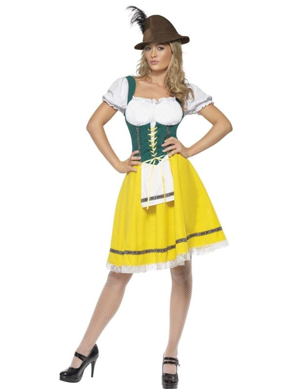 Geel dirndl jurkje