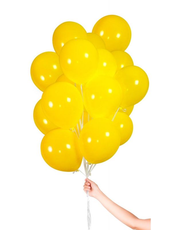 Gele ballonnen met lint 30 stuks 23cm