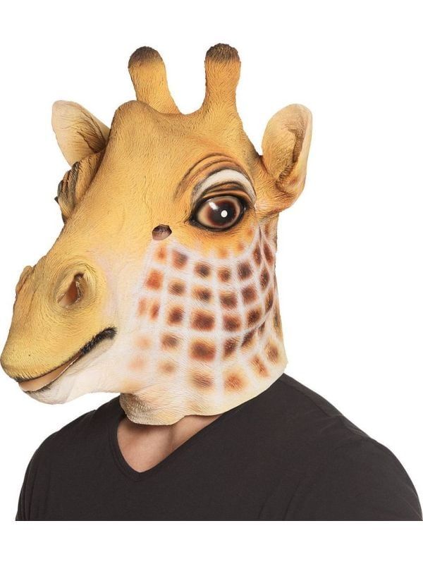 Gele giraffe masker latex
