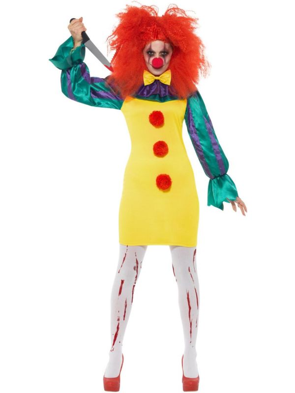 Gele horror clown vrouwen kostuum main product photo
