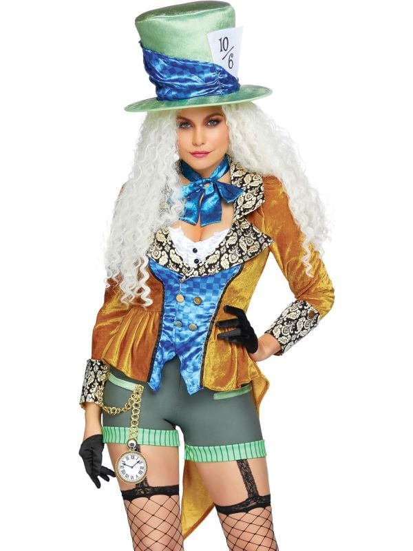 Gele Mad Hatter kostuum dames