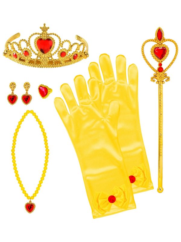 Gele prinses Belle accessoire set