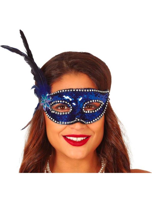 Gemaskerd bal blauw oogmasker