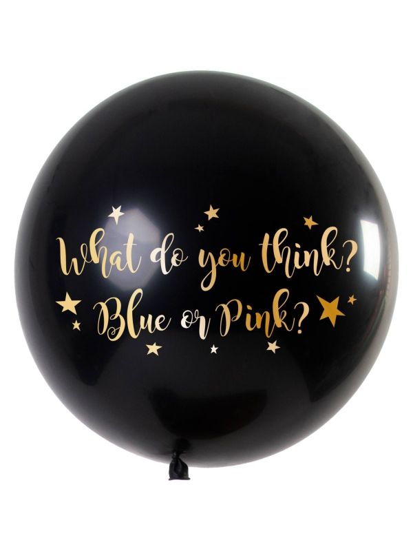 Gender reveal metallic ballon met blauwe confetti 90cm