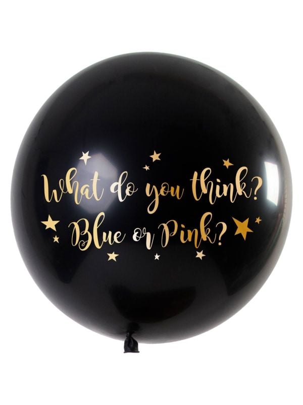 Gender reveal metallic ballon met roze confetti 90cm
