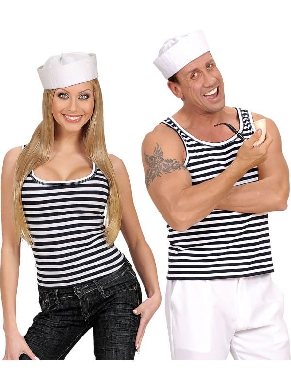 Gestreept zeemanshirt wit/zwart