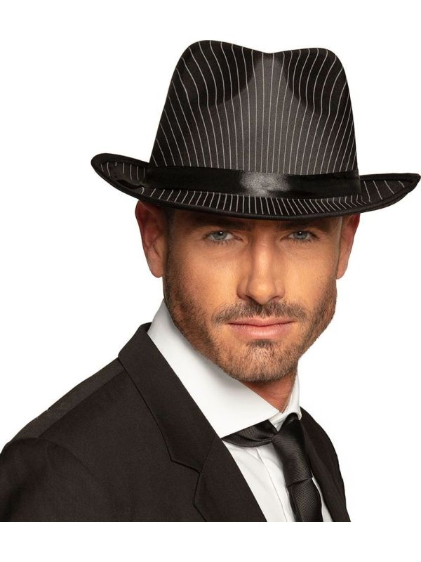 Gestreepte gangster fedora