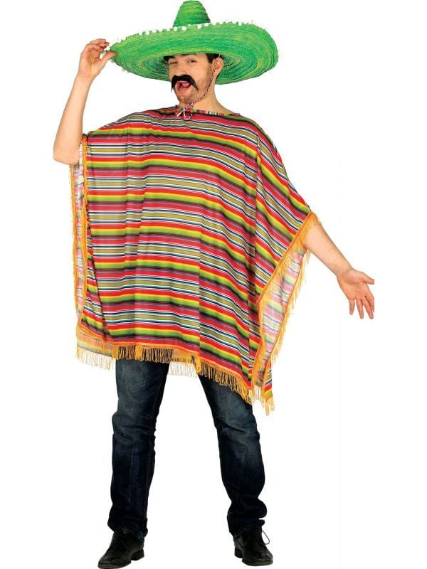 Gestreepte Mexicaanse poncho