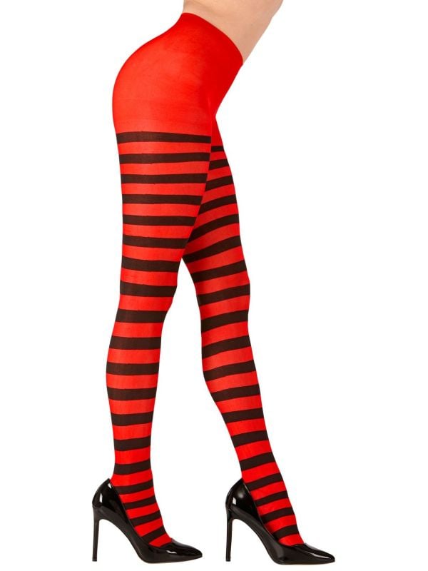 Gestreepte panty rood/zwart main product photo