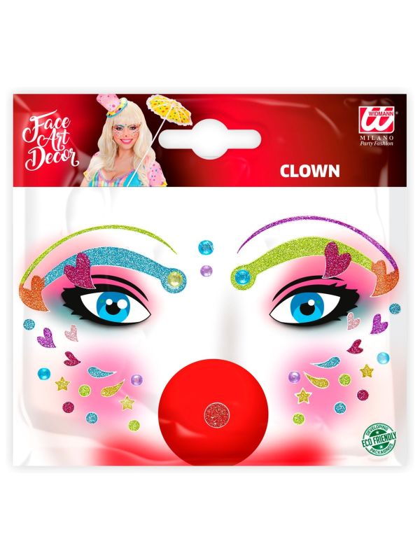 Gezicht glitter stickers clown