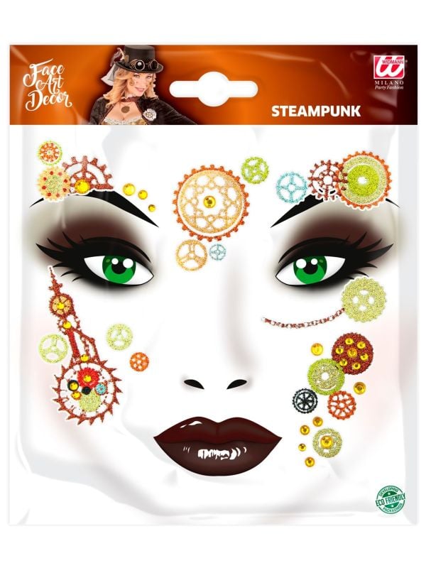 Gezicht glitter stickers steampunk