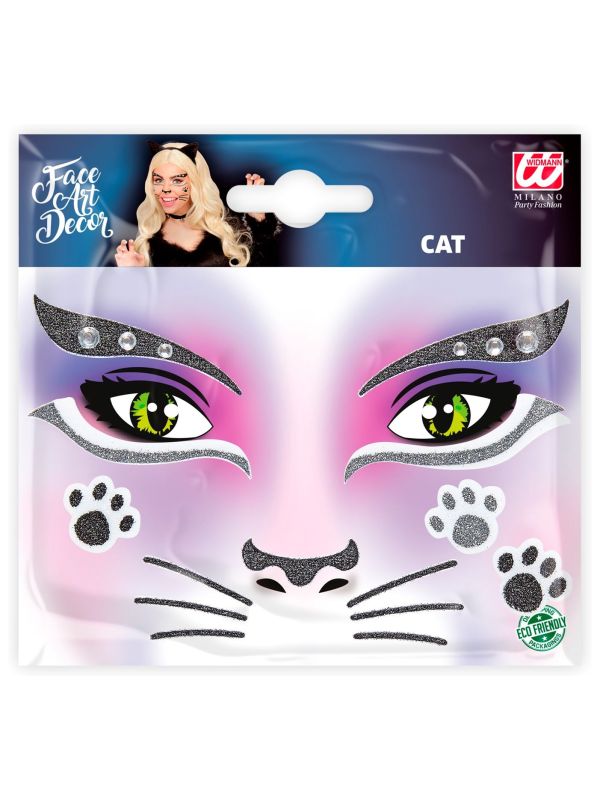 Gezicht glitter stickers zwarte kat main product photo