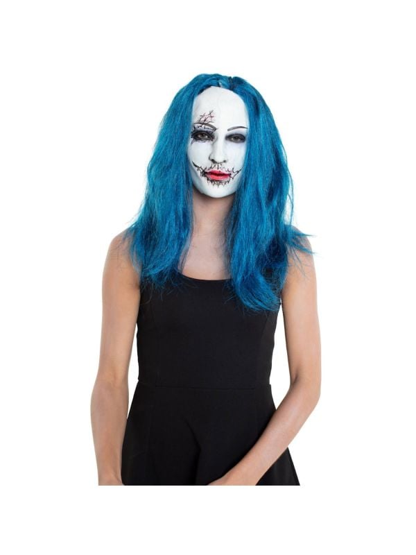 Gezichtsmasker horror vrouw met haar latex