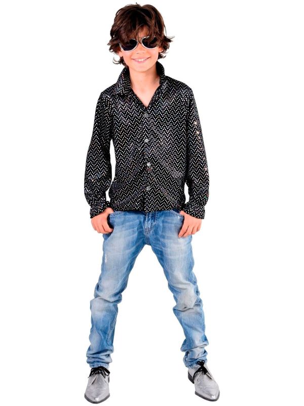 Glitter disco blouse zwart kinderen main product photo
