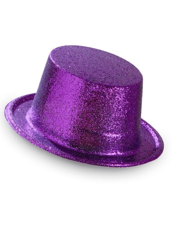 Glitter hoge hoed paars