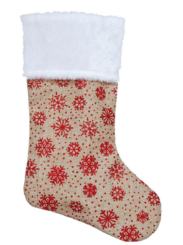 Glitter kerstsok met sneeuwvlokken 47cm main product photo