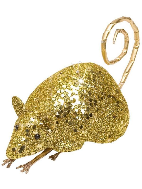Glitter muis decoratie goud