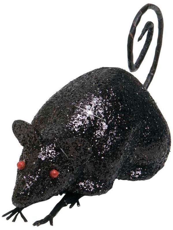 Glitter muis decoratie zwart
