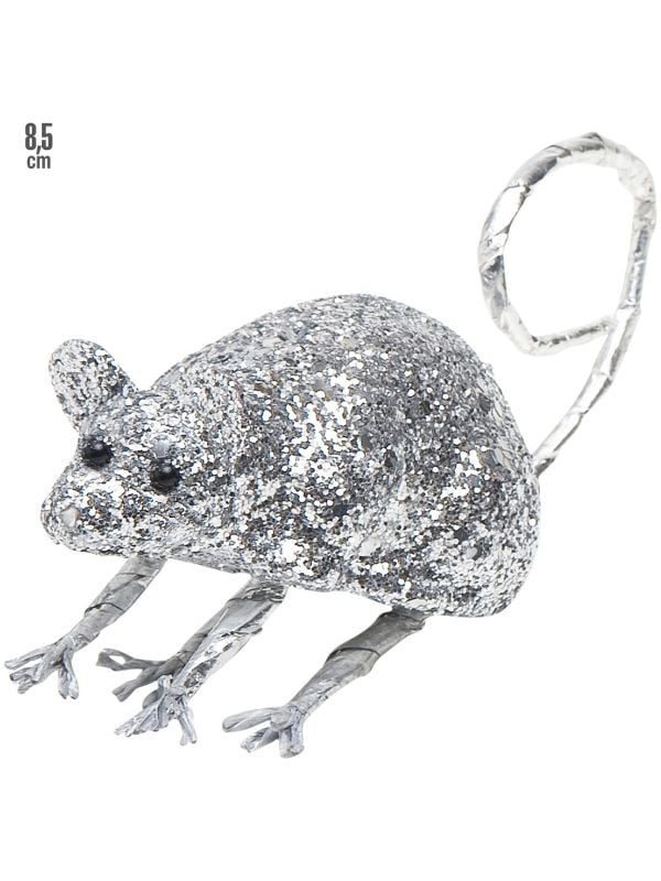 Glitter muis zilver