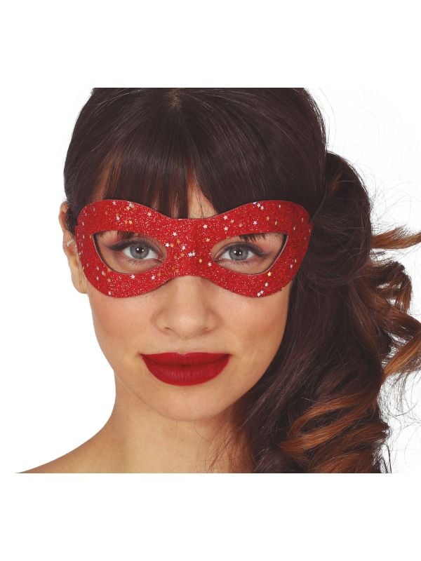 Glitter oogmasker rood