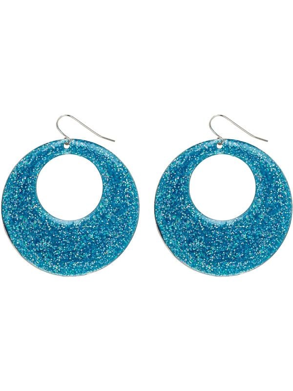 Glitter oorbellen blauw