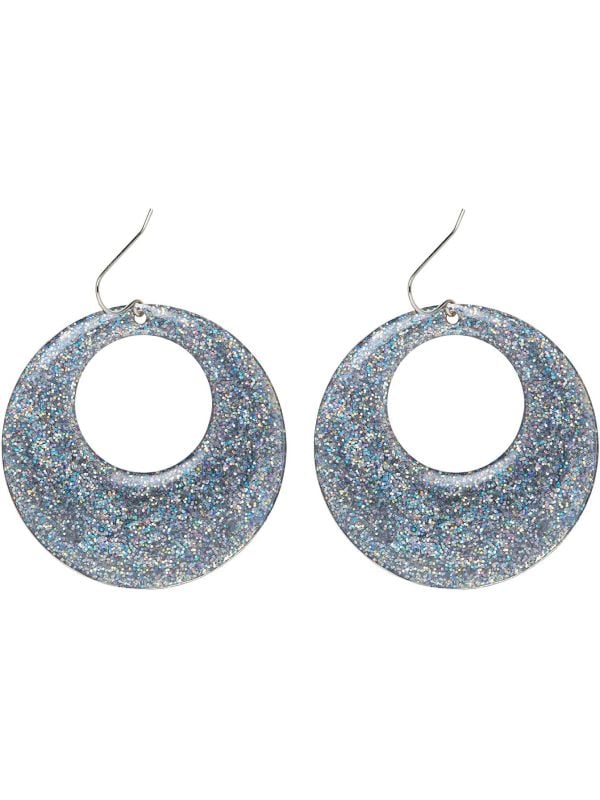 Glitter oorbellen zilver