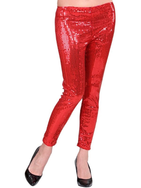 Glitter pailletten legging rood