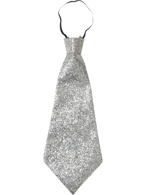 Glitter stropdas zilver