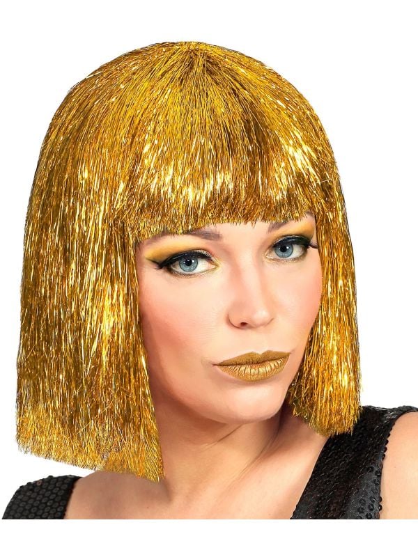 Glitter Vegas pruik goud