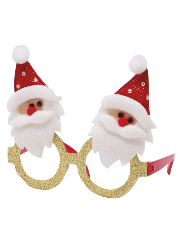 Glitterende gouden kerstman bril main product photo
