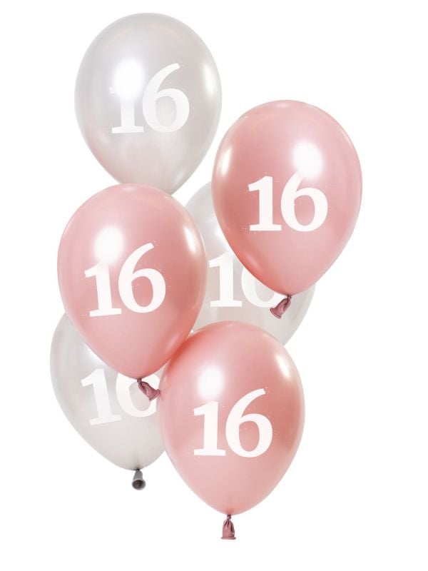 Glossy pink 16 jaar ballonnen 6 stuks