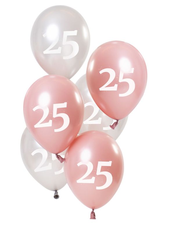 Glossy pink 25 jaar ballonnen 6 stuks