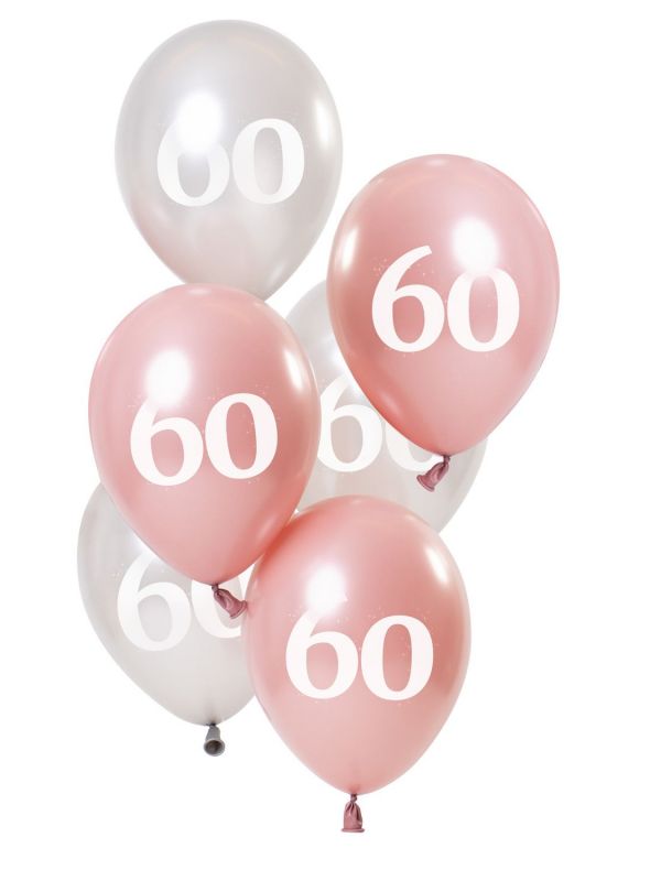 Glossy pink 60 jaar ballonnen 6 stuks