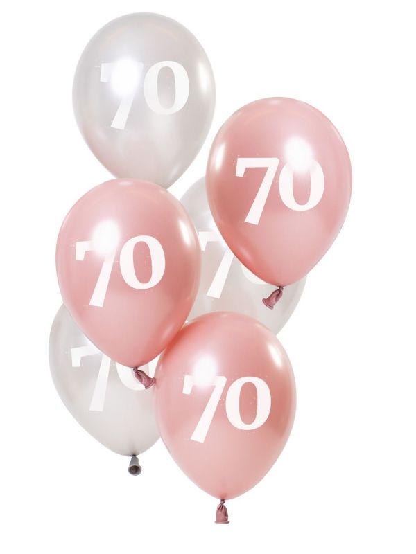 Glossy pink 70 jaar ballonnen 6 stuks