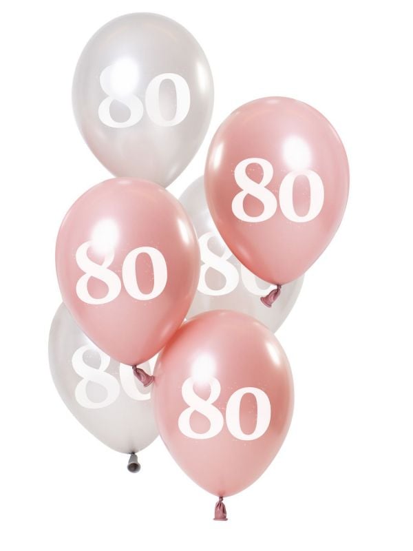 Glossy pink 80 jaar ballonnen 6 stuks