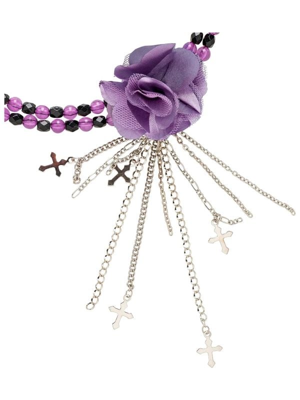 Gothic choker met bloem paars