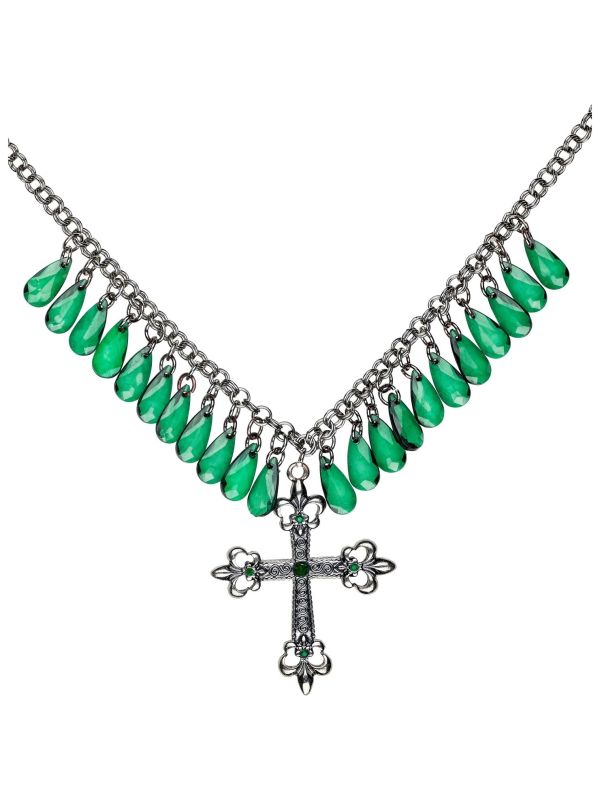 Gothic ketting met kruis groen