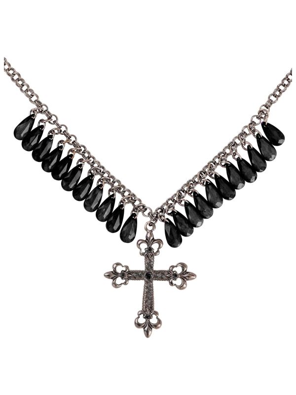 Gothic ketting met kruis zwart