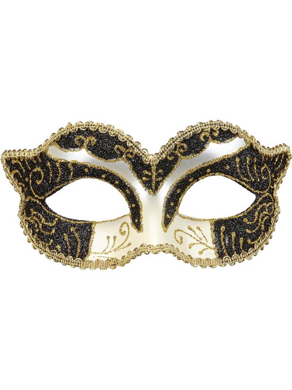 Goud-zwarte glitters hertogin oogmasker