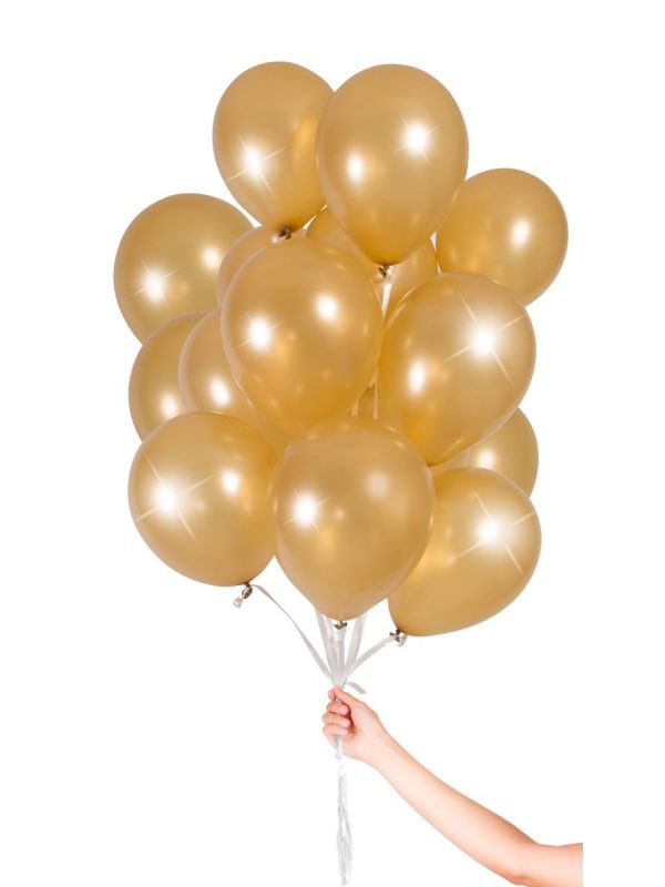 Gouden ballonnen met lint 30 stuks 23cm