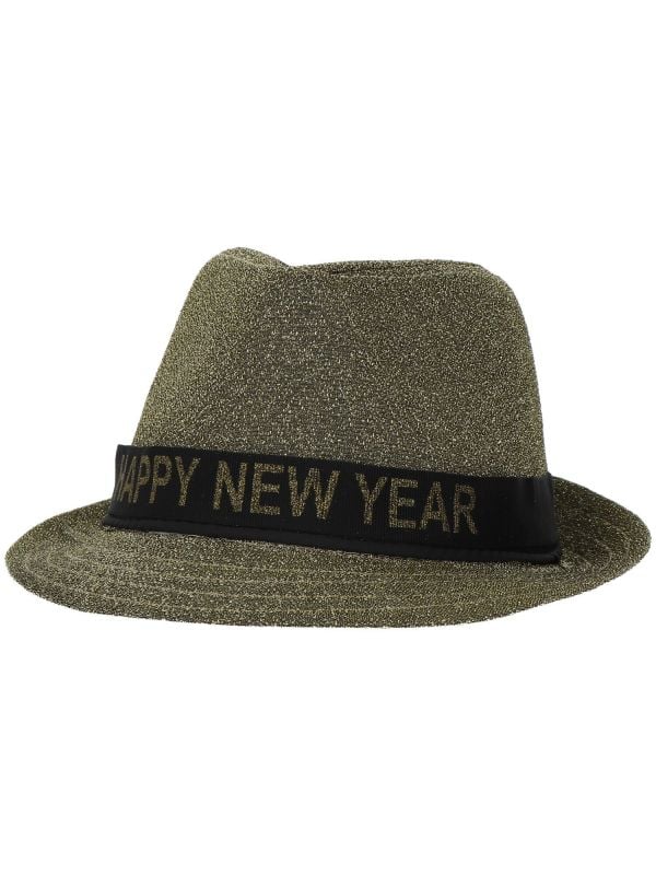 Gouden happy new year fedora hoed