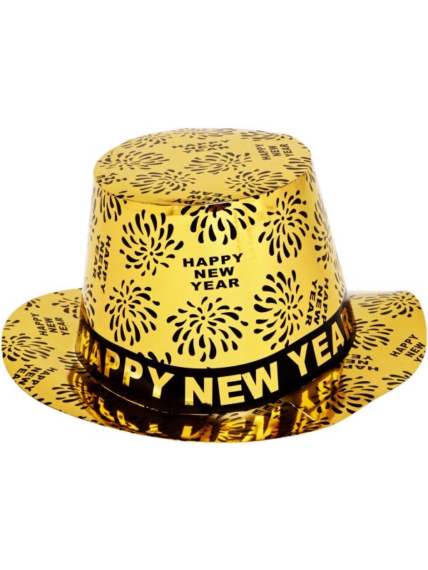 Gouden Happy New Year hoge hoed