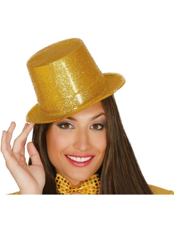 Gouden hoge hoed glitters