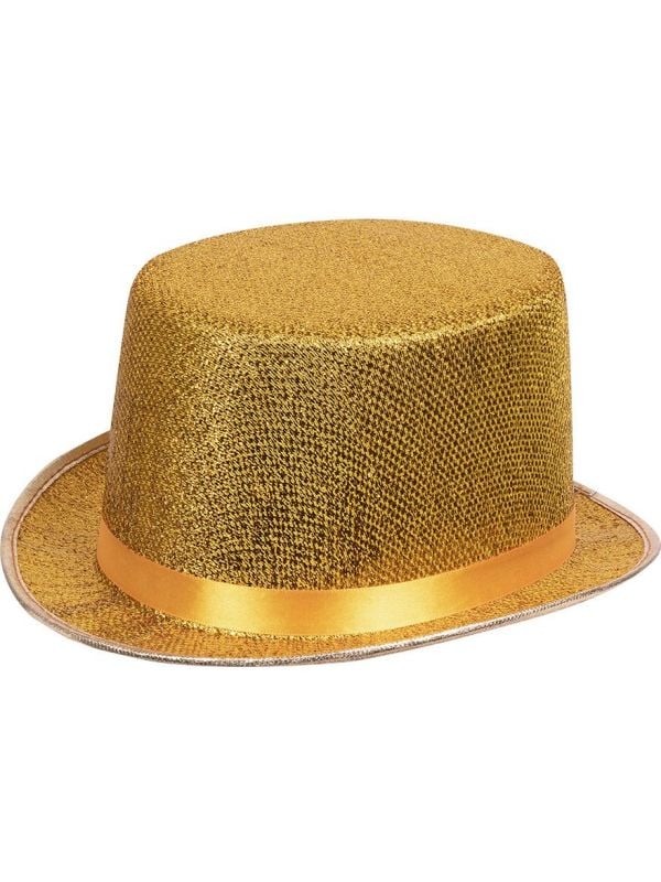 Kan weerstaan Beschikbaar Kangoeroe Gouden hoge hoed glitz | Feestkleding.nl