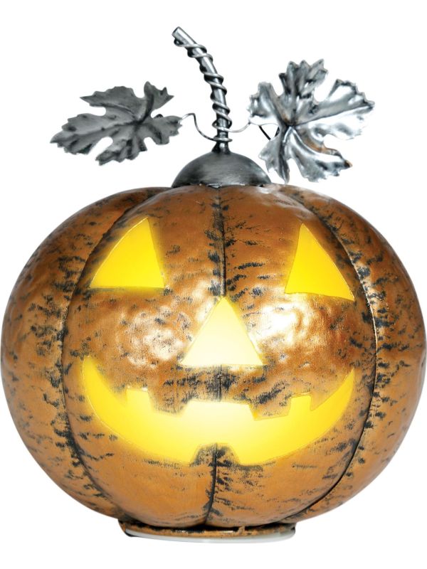 Gouden metalen pompoen met verlichting halloween main product photo