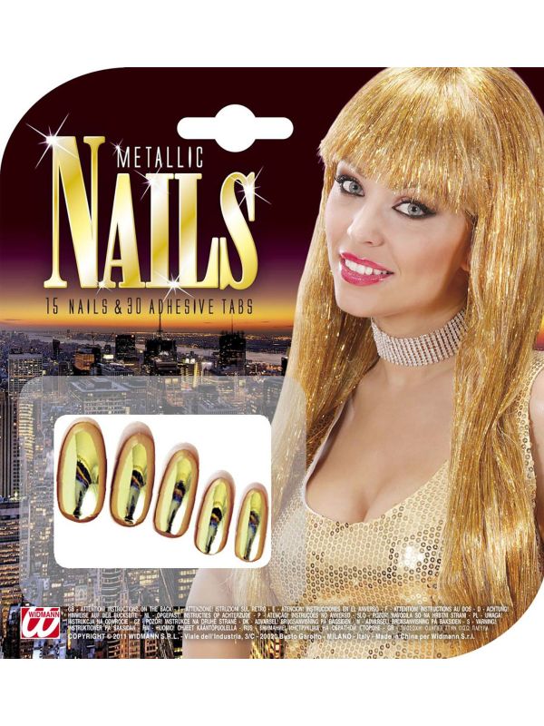 Gouden metallic nagels 15 stuks