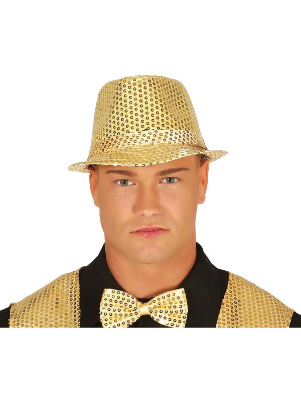 Gouden pailletten fedora