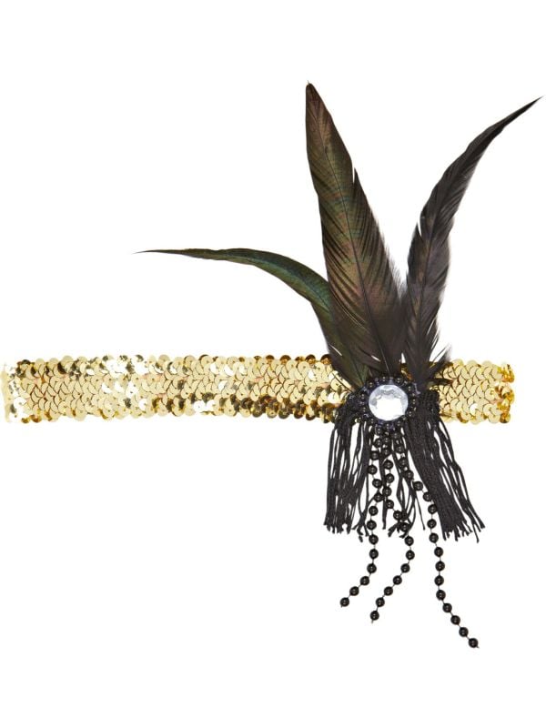 Gouden pailletten flapper hoofdband