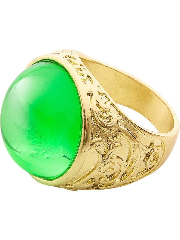 Gouden ring met groene edelsteen