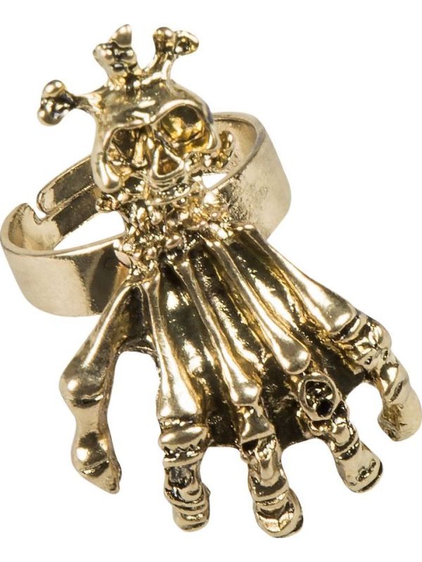 Gouden skelet hand ring main product photo